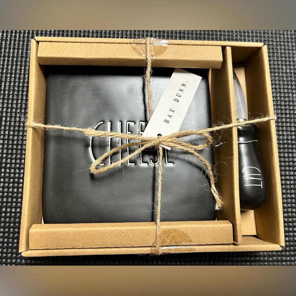Brand new in box small Rae Dunn cheese platter and knife